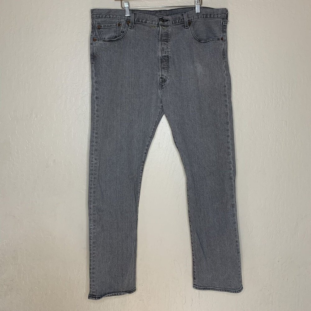 Levi's 501 Gray Straight Leg Button Fly Jeans Meme Size 40x32 PLEASE READ